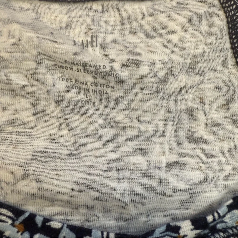 J. Jill Blue and White Floral elbow sleeve Tunic - Picture 3 of 7